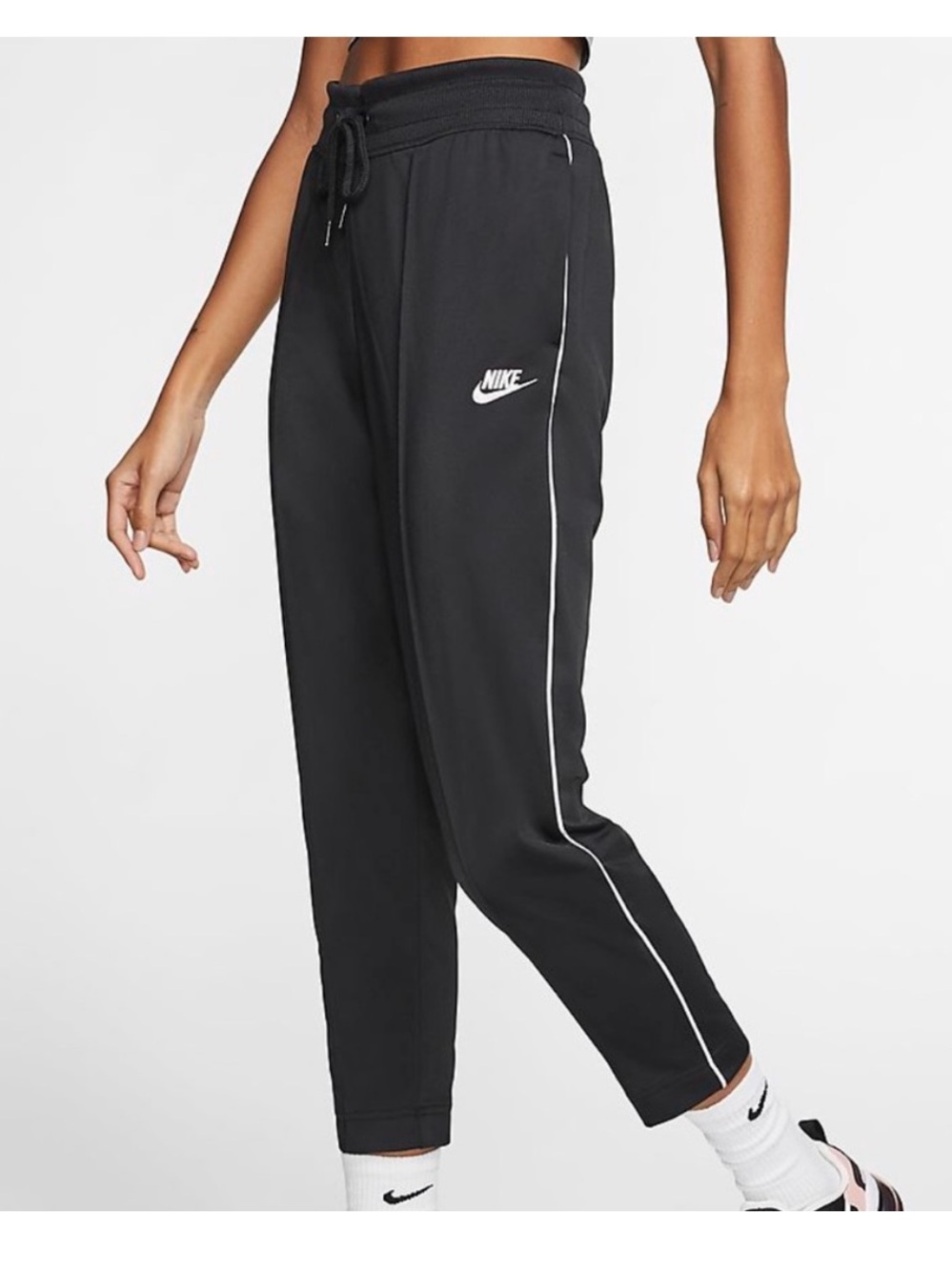 Nike Black Track Pants with White Piping